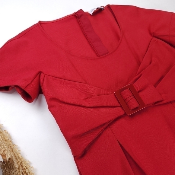 See By Chloe Anthropologie Thick Red Pleated Stretch Scoop Neck Dress Sz… - Picture 14 of 14